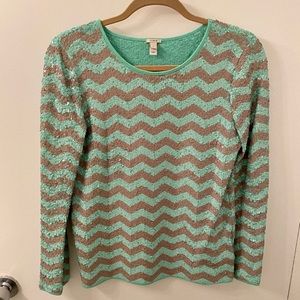 J.Crew Sequin Chevron Top, size S